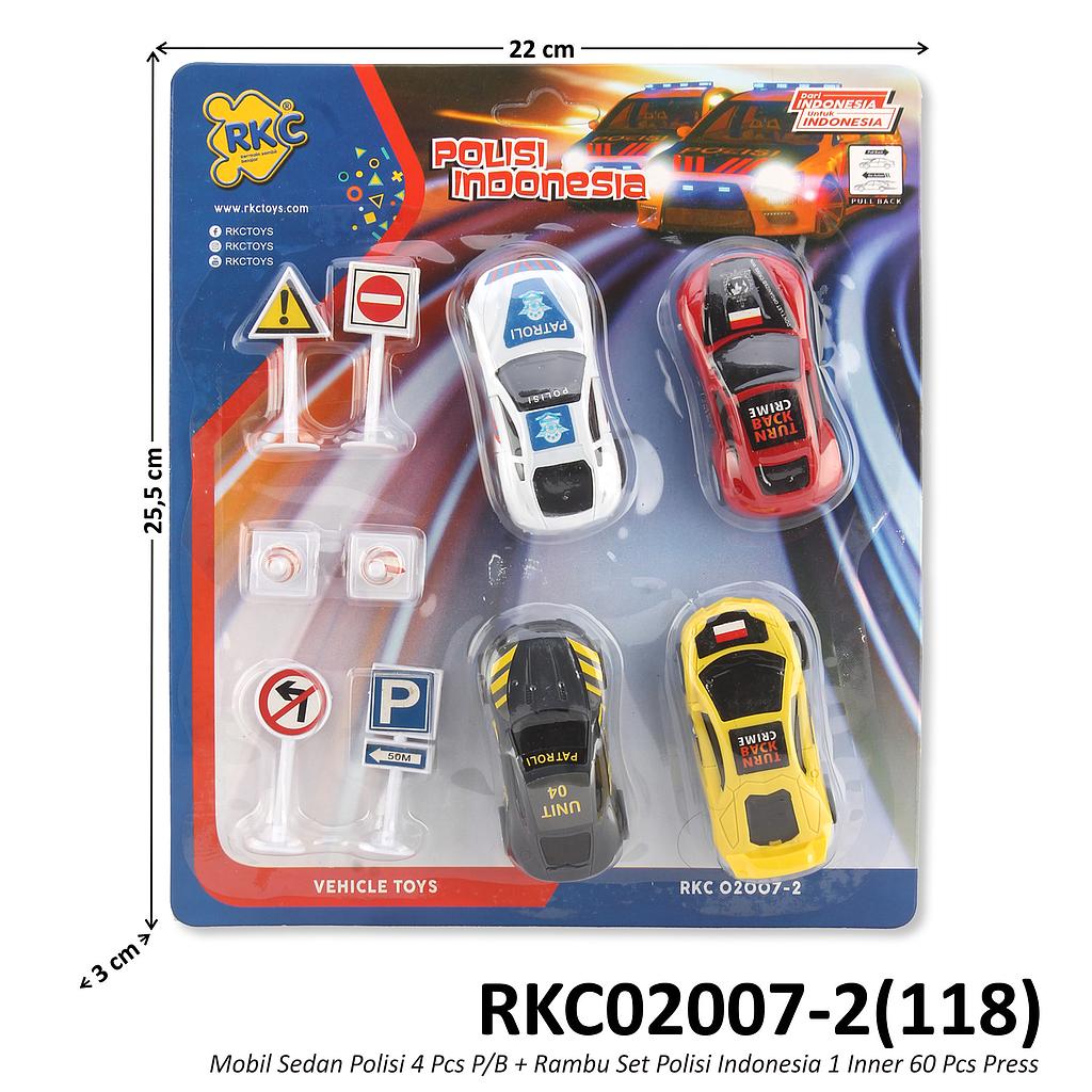 Mobil Sedan Polisi Set 4 Pcs P/B dan Rambu Polisi Indonesia 1 Inner 60 Pcs Press @120