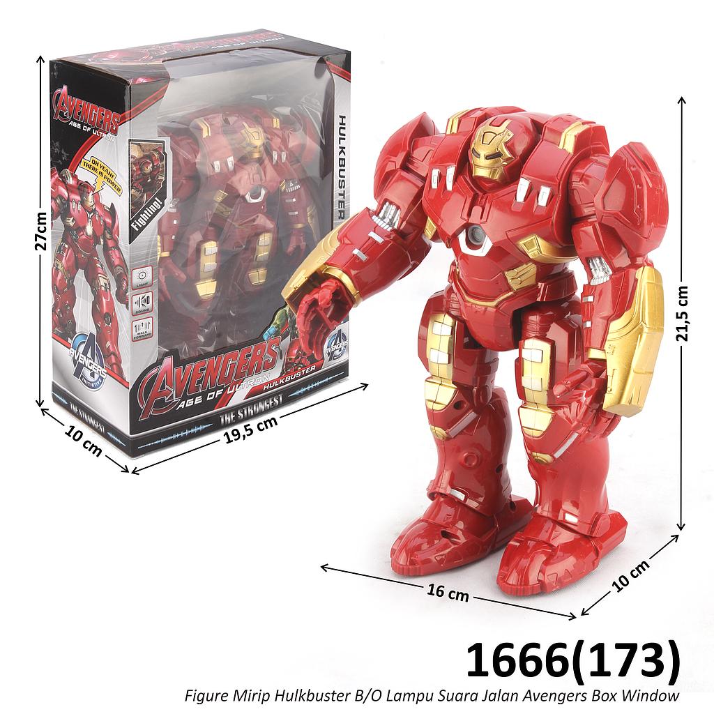 Robot Hulkbuster B/O Jalan Suara Lampu Avengers Box Window @60