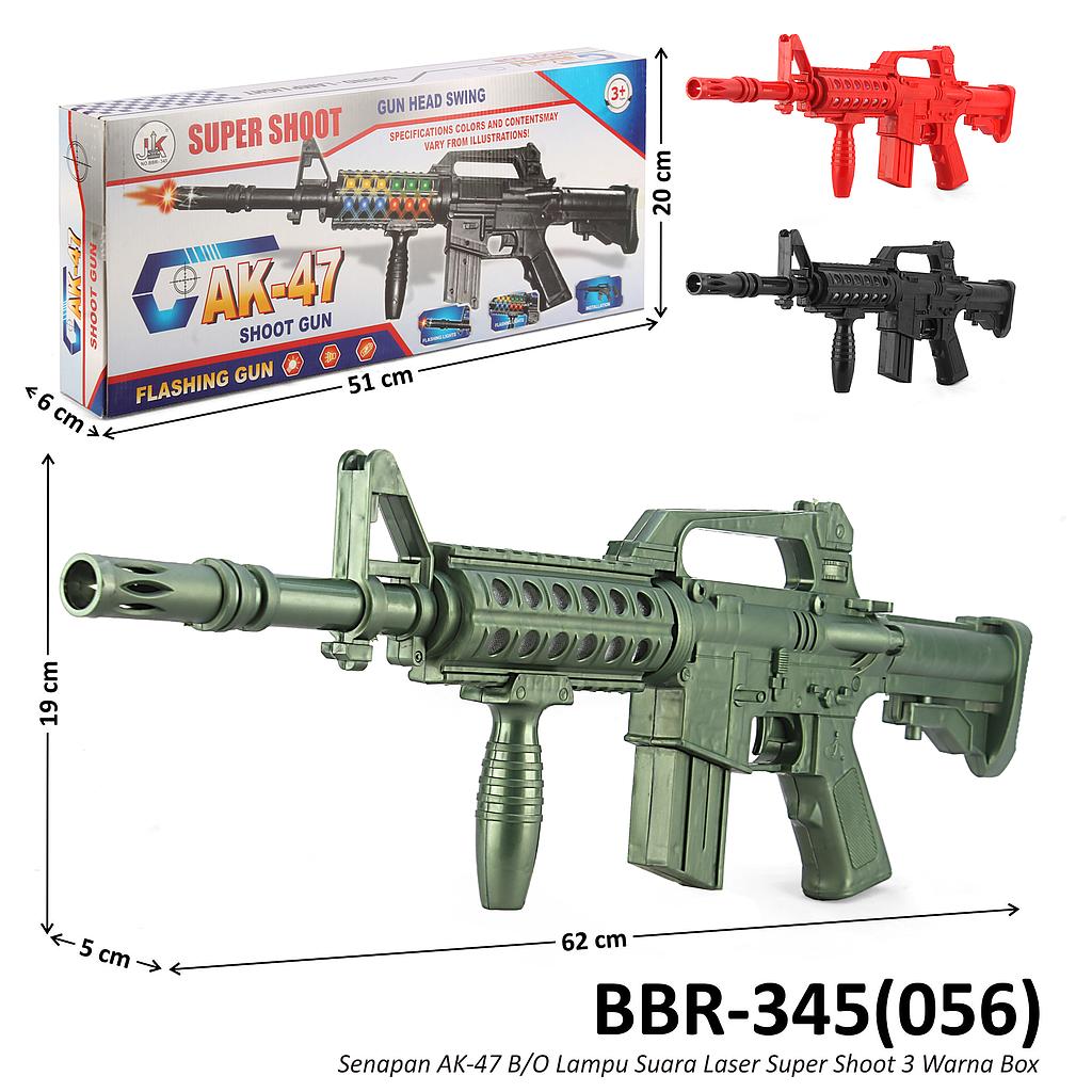 Senapan AK-47 B/O Suara Lampu Laser Super Shoot Box @36