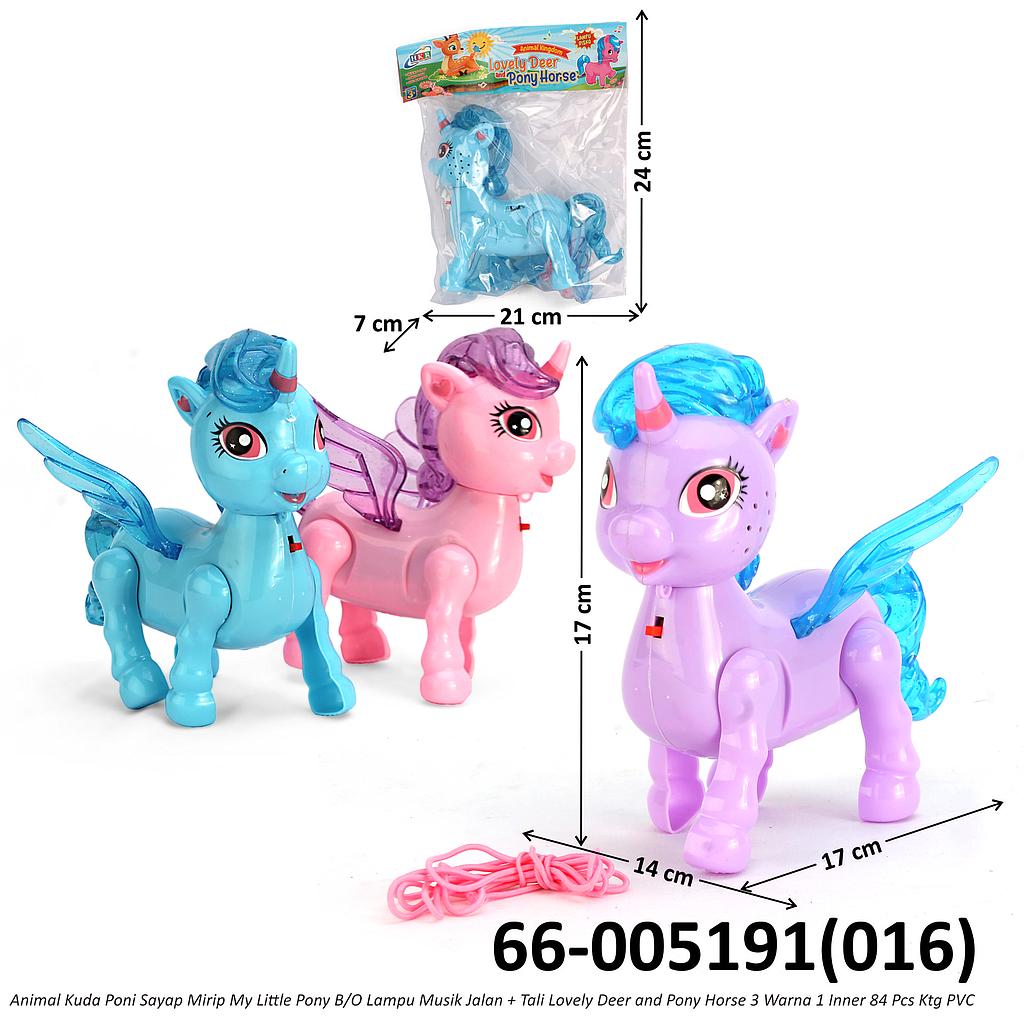 Hewan Kuda Poni Sayap B/O Jalan Musik Lampu + Tali Lovely Deer and Pony Horse 3 Warna 1 Inner 84 Pcs Ktg PVC @168
