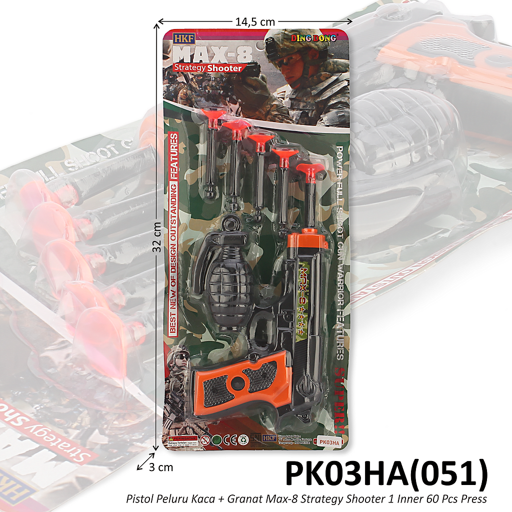 Pistol Peluru Kaca Set Granat Max-8 Strategy Shooter 1 Inner 120 Pcs Press @240