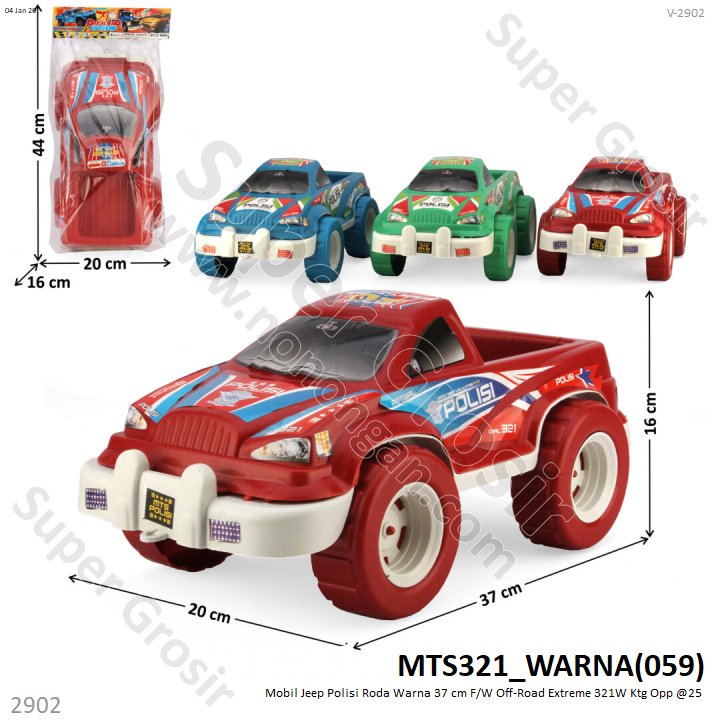 Mobil Jeep Polisi Roda Warna 37 cm F/W Off-Road Extreme 321W Ktg Opp @25