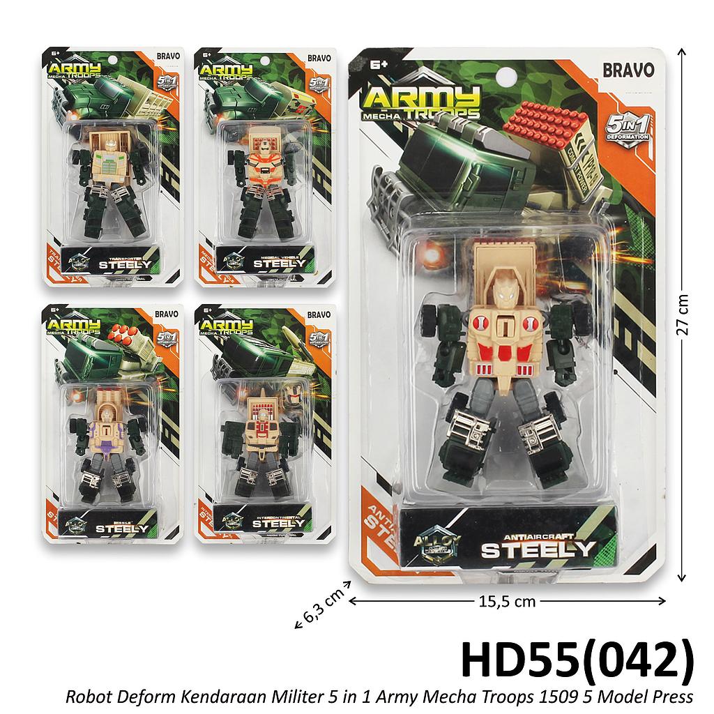 Robot Deform Kendaraan Militer 5 in 1 Army Mecha Troops 1509 5 Model Press @120 