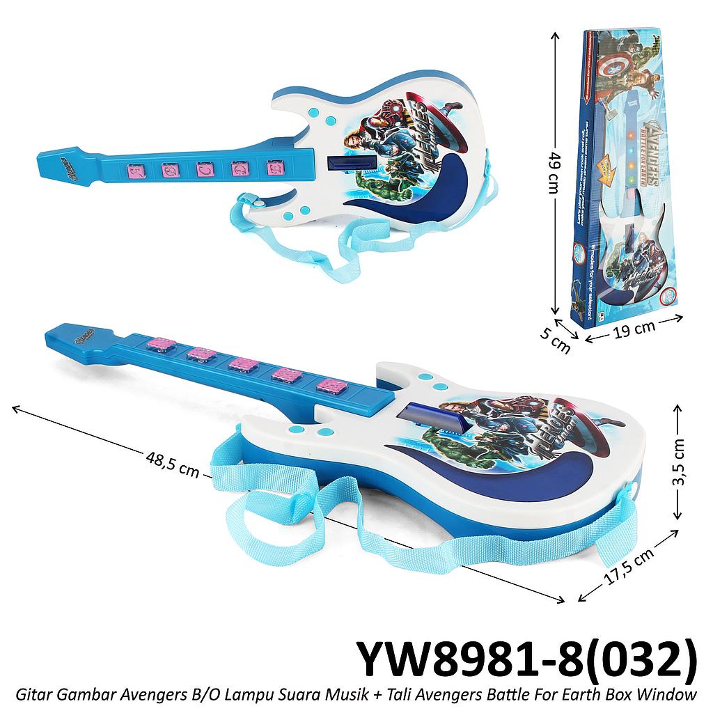 Gitar Avengers B/O Suara Musik Lampu + Tali Battle For Earth Box Window @60 