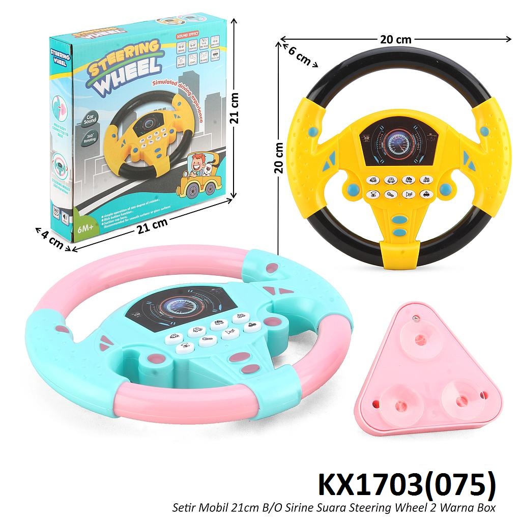 Setir Mobil 21 cm B/O Sirine Suara Steering Wheel Box @96