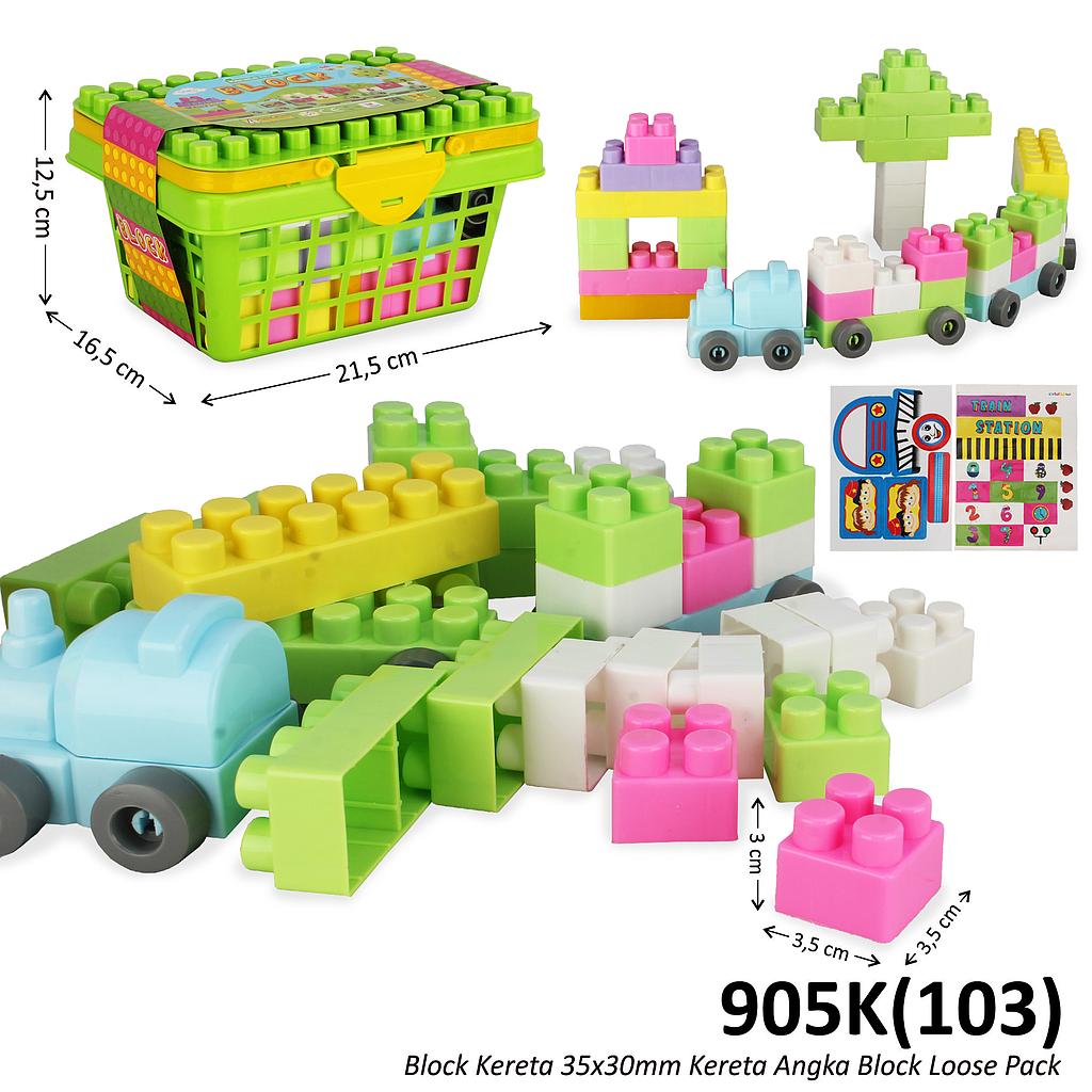 Block 35x30mm Kereta Api Kereta Angka Block Loose Pack @48