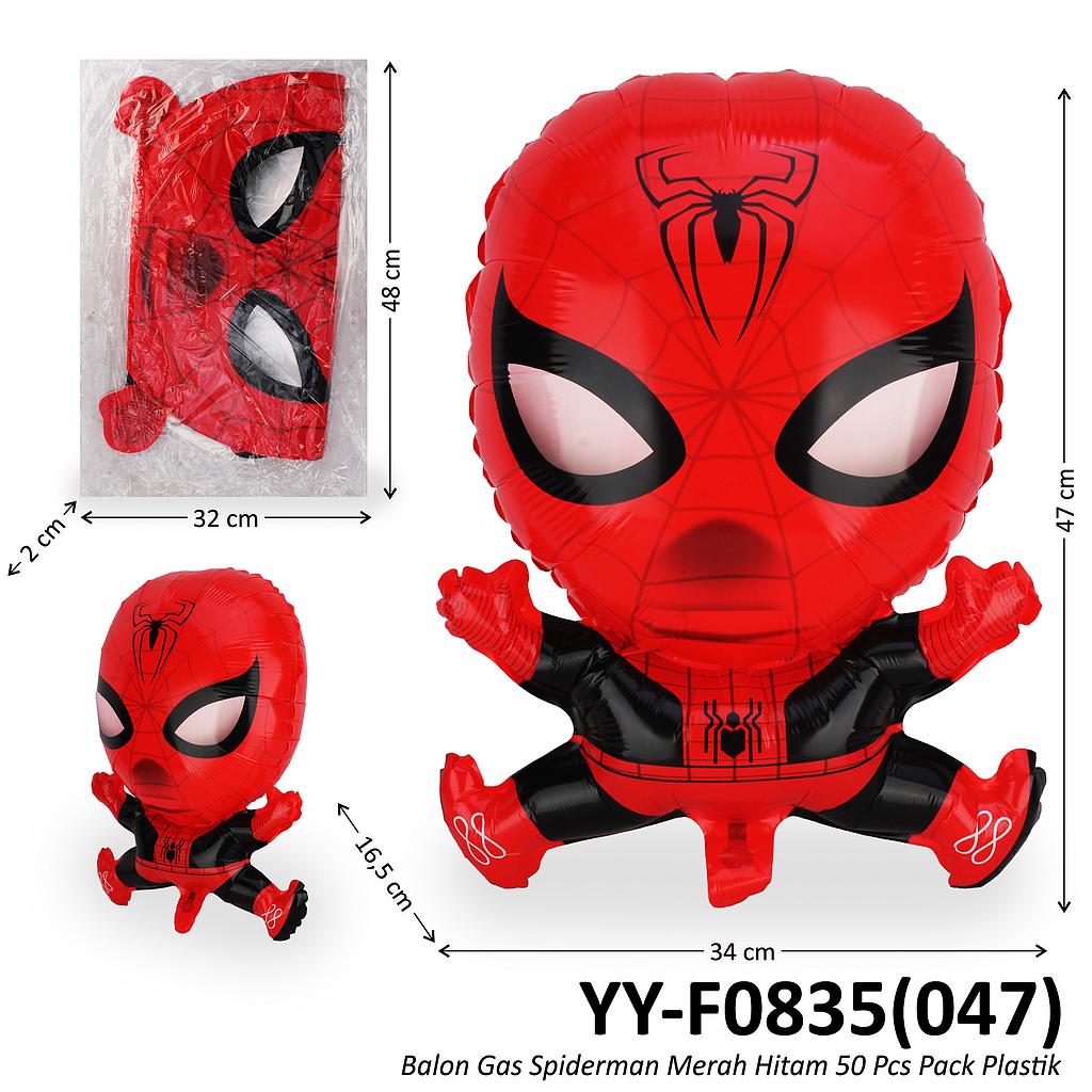 Balon Gas Spiderman 50 Pcs Pack Plastik @60
