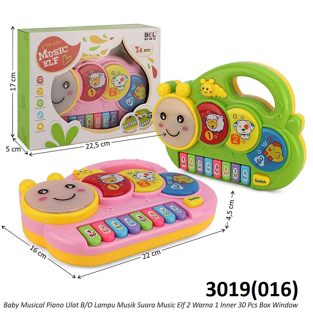Baby Musical Piano Hewan B/O Musik Suara Lampu Music Elf 1 Inner 30 Pcs Box Window @60