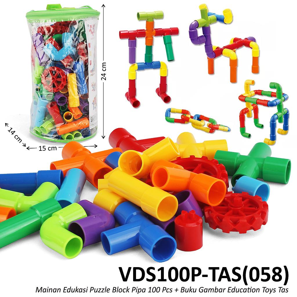 Block Pipa 100 Pcs + Buku Gambar Education Toys Tas @48