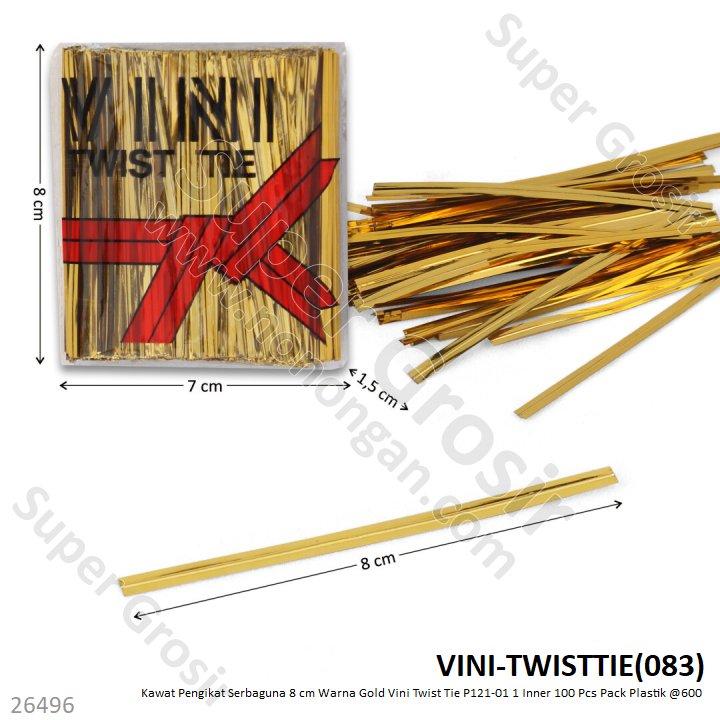 Kawat Pengikat Serbaguna 8 cm Warna Gold Vini Twist Tie P121-01 1 Inner 100 Pcs Pack Plastik @600