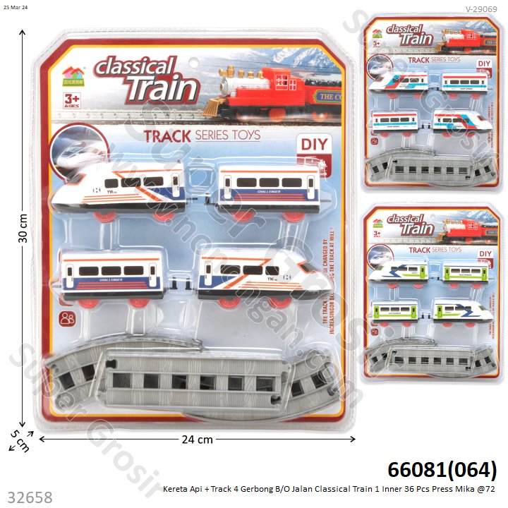 Kereta Cepat 4 Gerbong dan Track B/O Jalan Classical Train 1 Inner 36 Pcs Press Mika @72