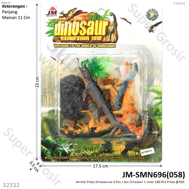 Dinosaurus 4 Pcs + Acc Dinosaur 1 Inner 180 Pcs Press @360