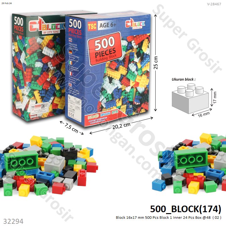 Block 16x17 mm 500 Pcs Block 1 Inner 24 Pcs Box @48