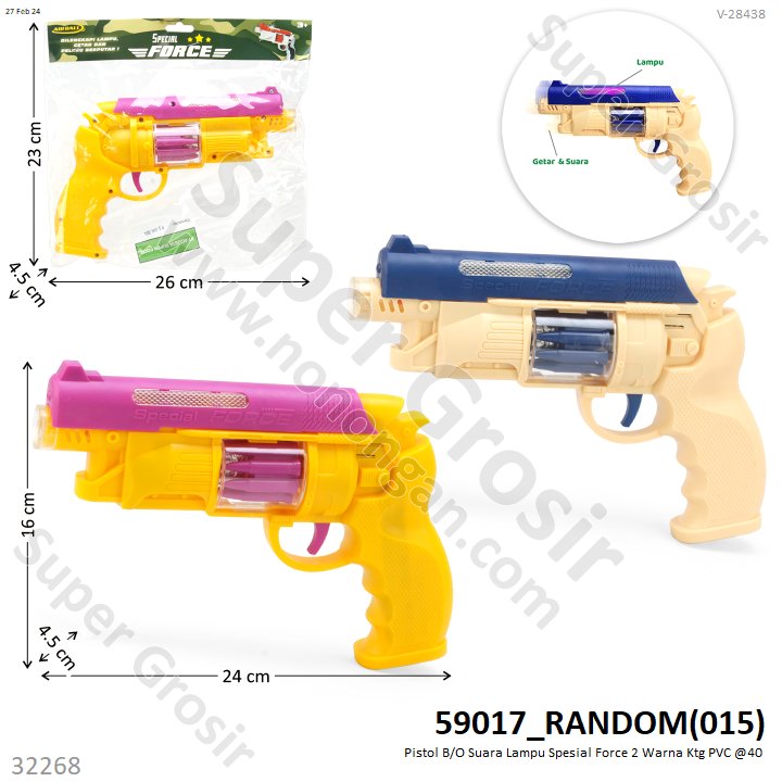 Pistol B/O Suara Lampu Spesial Force Ktg PVC @40