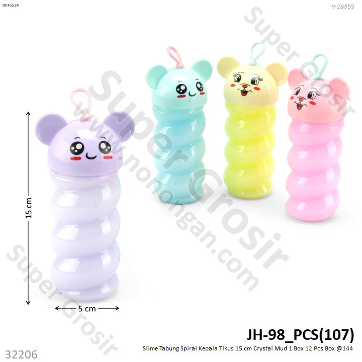 Slime Tabung Spiral Kepala Tikus 15 cm Crystal Mud 1 Box 12 Pcs Tabung @144