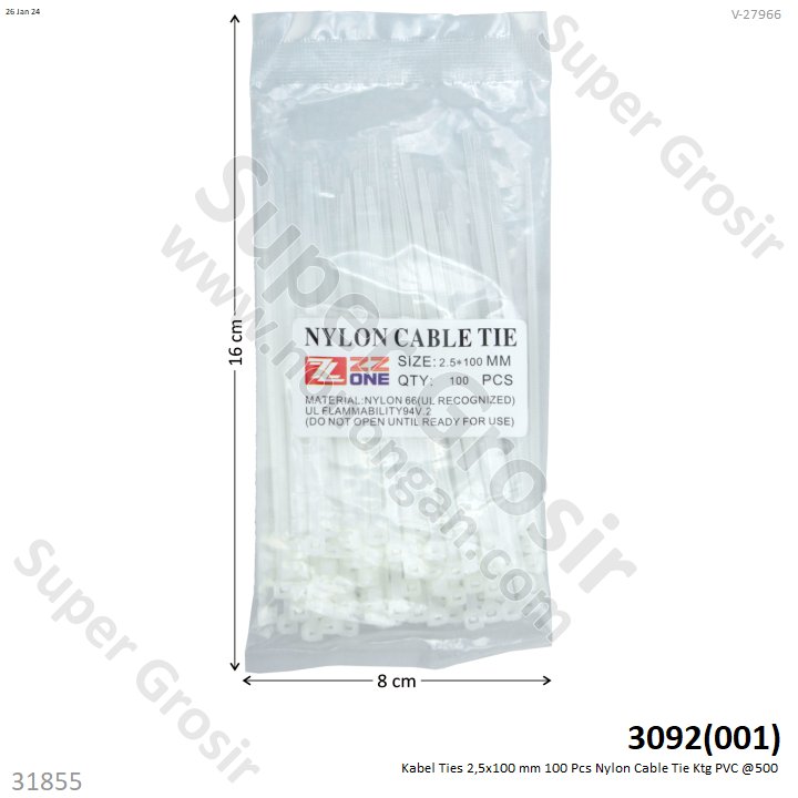 Kabel Ties 2,5x100 mm 100 Pcs Nylon Cable Tie 1 Pack 10 Pcs Ktg PVC @500