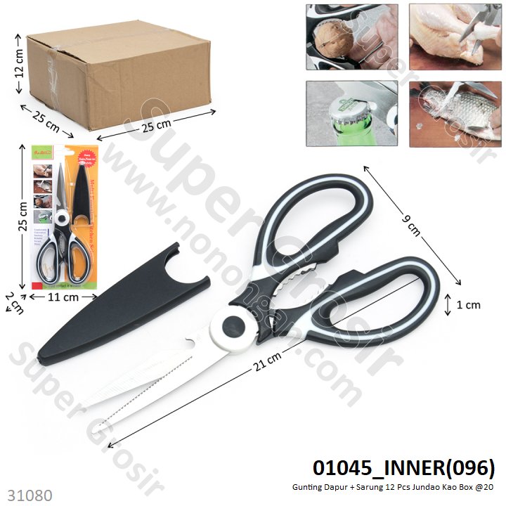 Gunting Dapur + Sarung 12 Pcs Jundao Kao Box @20