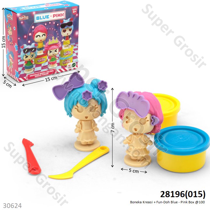 Fun-Doh Blue - Pink Boneka 2 Pcs Box @100