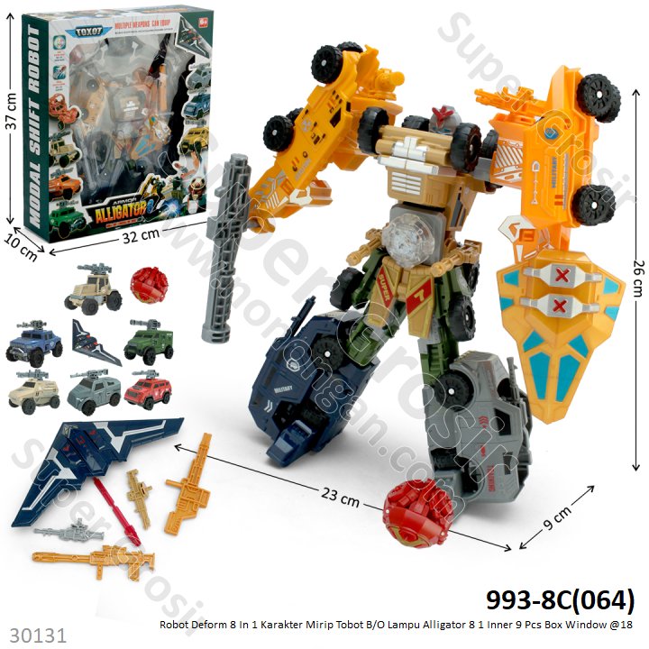 Tobot 8 In 1 B/O Lampu Armor Alligator 8 1 Inner 9 Pcs Box Window @18