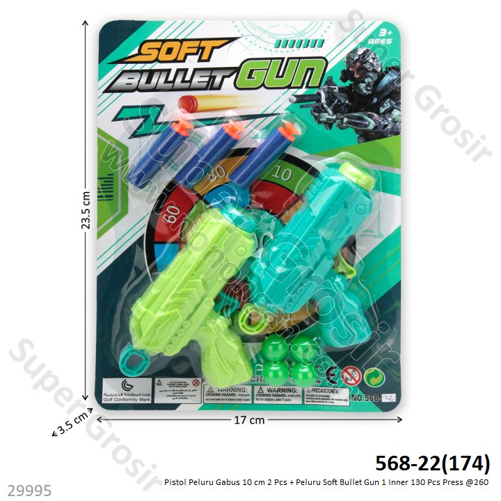 Pistol Peluru Gabus Tempel Kaca 2 Pcs 10 cm Set Peluru 3 Pcs Soft Bullet Gun 1 Inner 130 Pcs Press @260