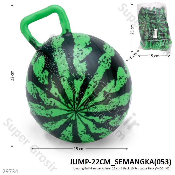 Bola Karet Jumping Ball Semangka 22 cm 1 Pack 10 Pcs Loose Pack @400