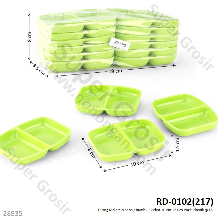 Piring Saos Melamin 2 Sekat 10 cm 12 Pcs Pack Plastik @18