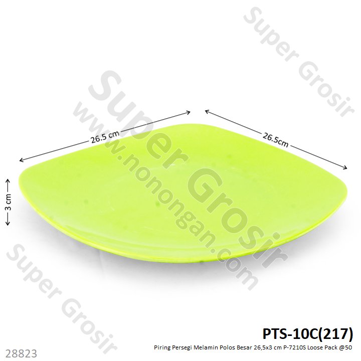Piring Melamin Persegi Polos Besar 26,5x3 cm P-7210S Loose Pack @50