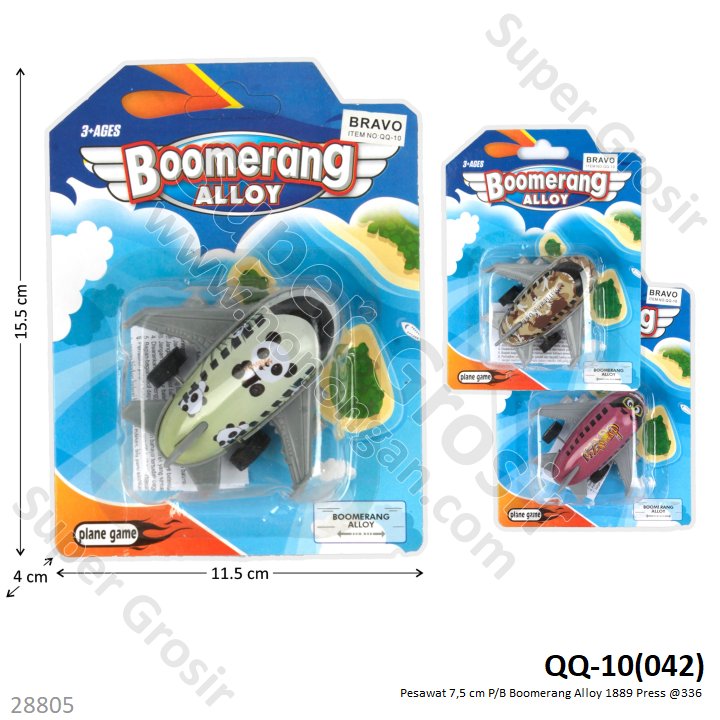 Diecast Pesawat P/B 8 cm Boomerang Alloy 1889 Press @336