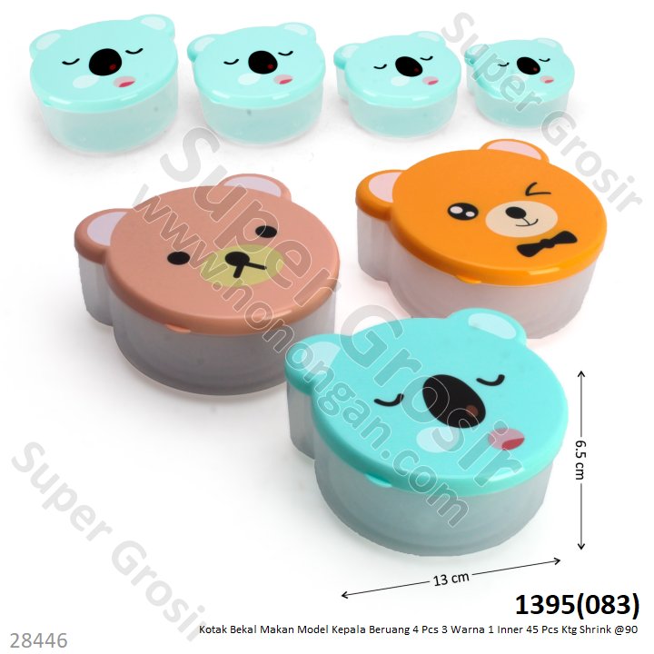 Lunch Box Beruang Beranak 4 Pcs 3 Karakter 1 Inner 45 Pcs Ktg Shrink @90