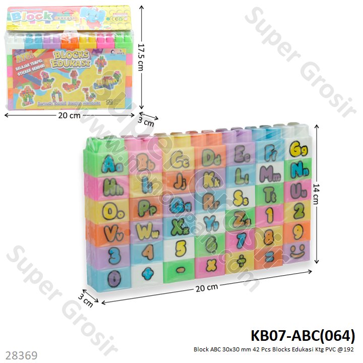 Block ABC 42 Pcs 30x30 mm Blocks Edukasi Ktg PVC @192