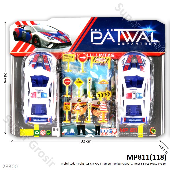 Mobil Polisi 15 cm F/C + Rambu-Rambu Patwal 1 Inner 63 Pcs Press @126