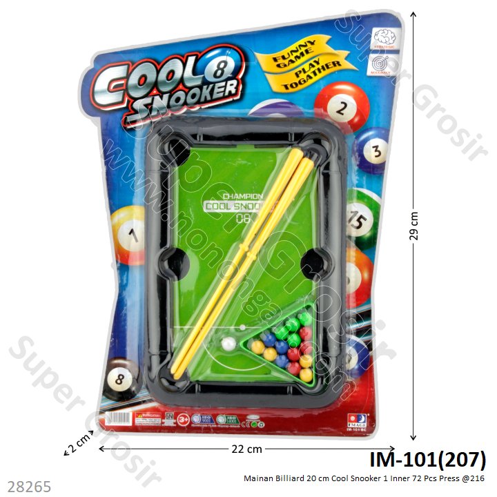 Mainan Billiard 20 cm Cool Snooker 1 Inner 72 Pcs Press @216