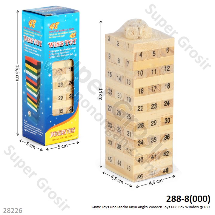 Uno Stacko Kayu Angka Wooden Toys 668 Box Window @180