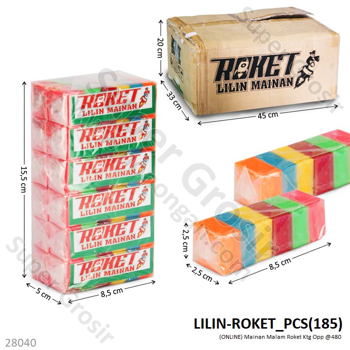 Mainan Lilin Malam Roket Mix Warna 1 Pack 12 Pcs Ktg Shrink @480