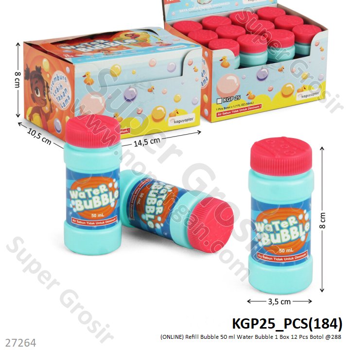 Refill Bubble 50 ml Water Bubble 1 Box 12 Pcs Botol @288