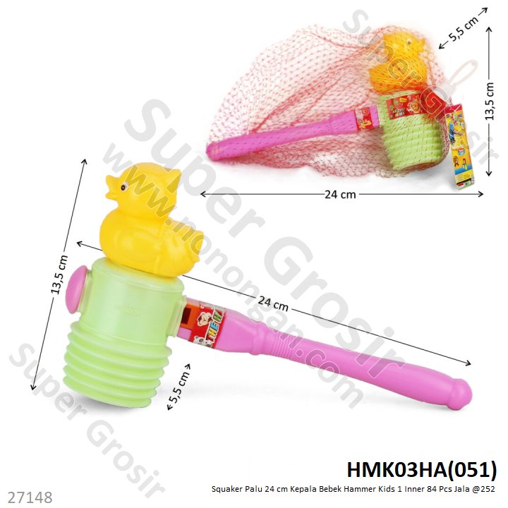Squeaker Palu 24 cm Kepala Bebek Hammer Kids 1 Inner 84 Pcs Jala @252