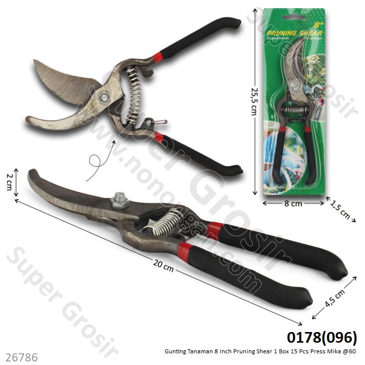 Gunting Tanaman 8 Inch Pruning Shear 1 Box 12 Pcs Press Mika @60