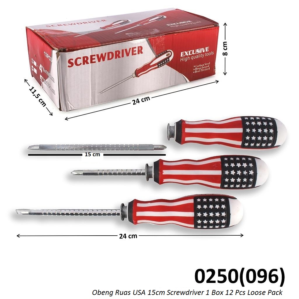 Obeng USA Bolak Balik Per 6 Inch Screwdriver 1 Box 12 Pcs Loose Pack @240