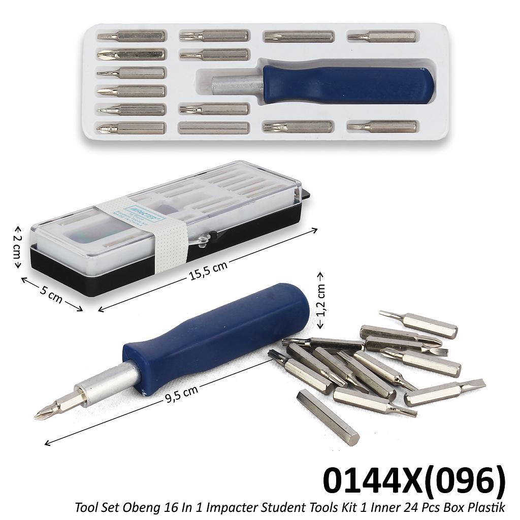 Obeng Set 16 In 1 Impacter Student Tools Kit 1 Inner 24 Pcs Box Plastik @240