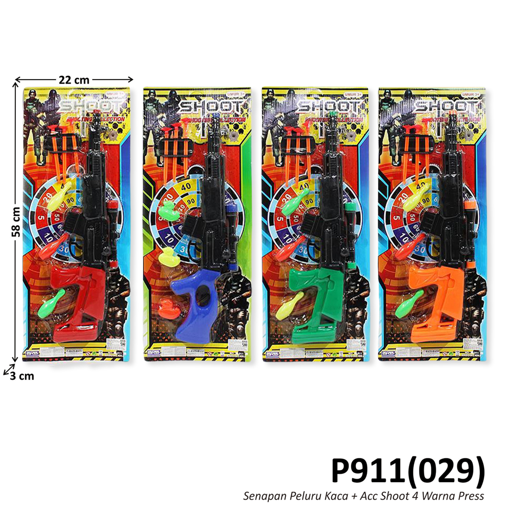 Senapan Peluru Kaca + Target 3 Pcs Shoot 4 Warna Press @75