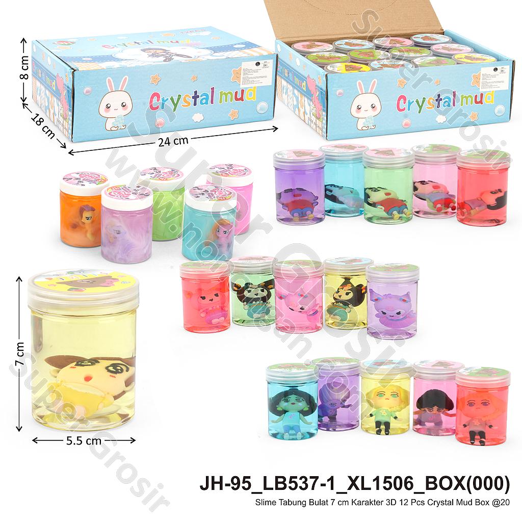 Slime Tabung Bulat 7 cm Karakter 3D 12 Pcs Crystal Mud Box @20