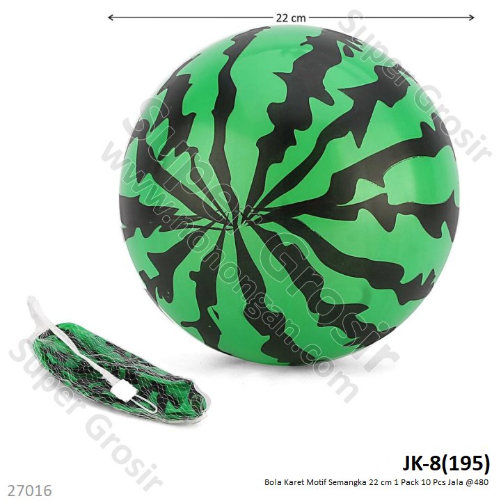 Bola Semangka Karet 22 cm 1 Pack 10 Pcs Jala @0