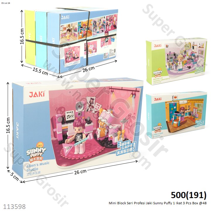 Mini Block Seri Profesi Jaki Sunny Puffy 1 Ikat 3 Pcs Box @48