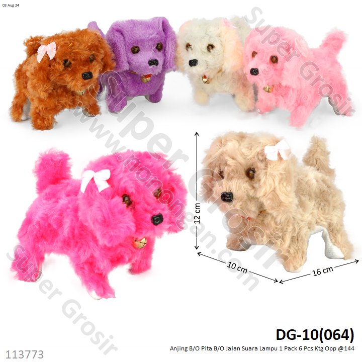 Hewan Anjing Pita B/O Jalan Suara Lampu 1 Pack 6 Pcs Ktg Opp @144