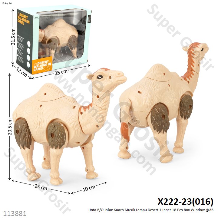Hewan Unta B/O Jalan Suara Musik Lampu Desert 1 Inner 18 Pcs Box Window @36