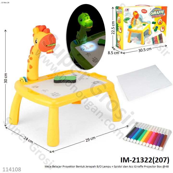 Meja Belajar Proyektor Bentuk Jerapah B/O Lampu + Spidol dan Acc Giraffe Projector Box @48
