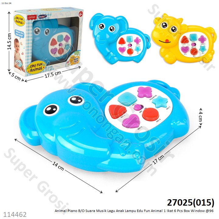 Baby Musical Piano Hewan B/O Suara Musik Lagu Anak Lampu Edu Fun Animal 1 Ikat 6 Pcs Box Window @96