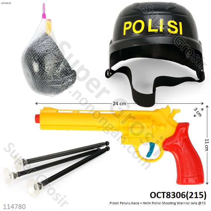 Pistol Peluru Kaca + Helm Polisi Shooting Warrior Jala @72