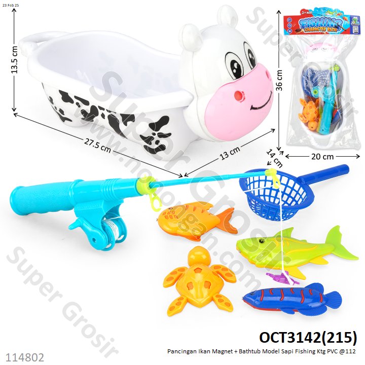 Pancingan Ikan Magnet Set Bathtub Sapi Fishing Ktg PVC @112