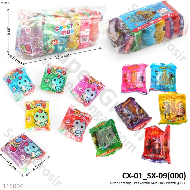 Slime Kantong 6 Pcs Crystal Mud CX-01 Pack Plastik @144